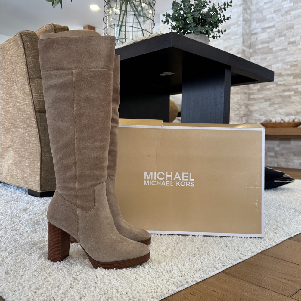 MICHAEL Michael Kors Suede Taupe High Heeled Boots